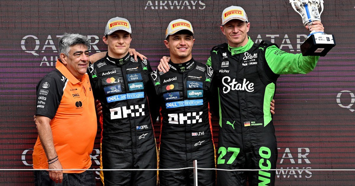 Bajo la lluvia, el GP de Gran Bretaña fue inolvidable para Norris y Hulkenberg, que 239 carreras después logró su primer podio en F1