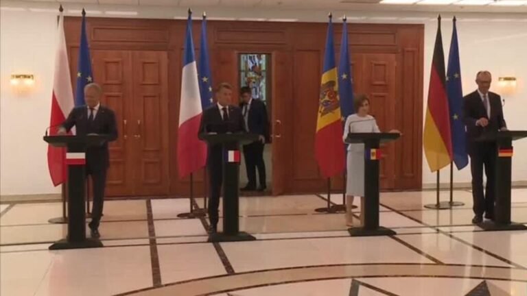 Moldavia: Macron, Merz y Tusk asisten a conmemoraciones de Independencia y discuten adhesión a UE