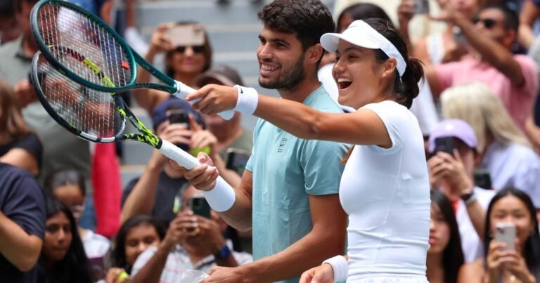 Empezó el novedoso dobles mixto del US Open: temprana eliminación para Alcaraz y Raducanu, la pareja que levantó suspiros en las redes
