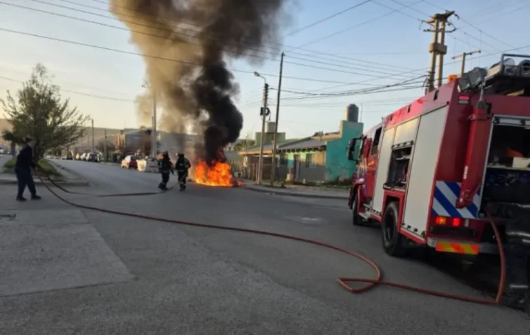Se incendió por completo un auto en el San Cayetano