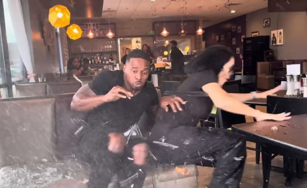 Realizaban un video de gastronomía y una camioneta irrumpió en el restaurante