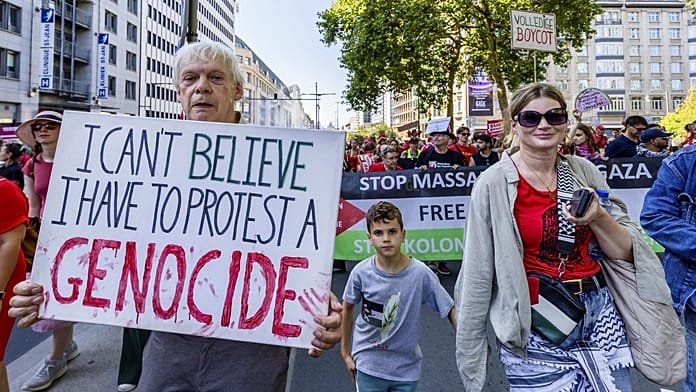 Los manifestantes trazan una 'línea roja' en Bruselas por la guerra en Gaza