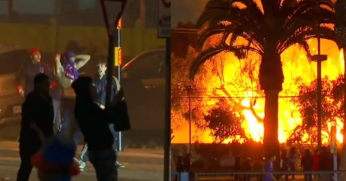 Hinchas de la U de Chile, otra vez: incendio y choques con la policía antes del partido con Alianza Lima