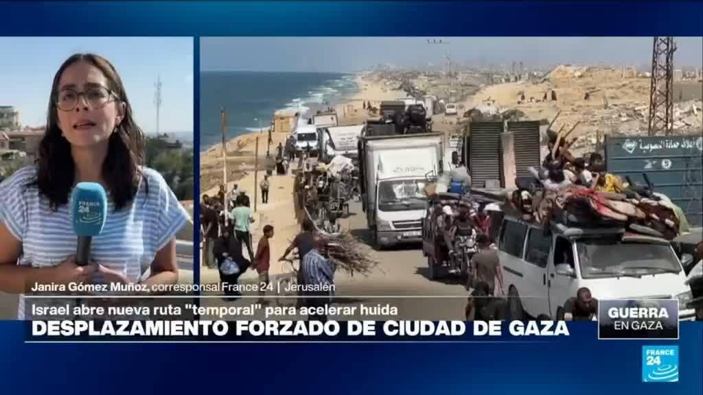 Israel abre ruta "temporal" en Ciudad de Gaza, forzando el desplazamiento de miles de civiles