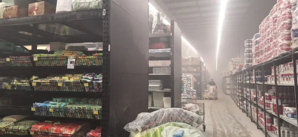 Incendio y evacuación en un supermercado