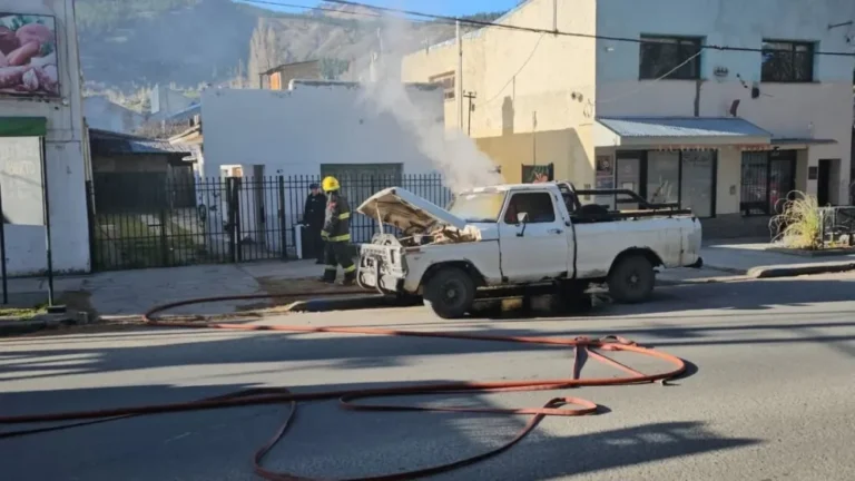 Incendio de camioneta Ford F100 en avenida Ameghino: Bomberos lograron controlarlo