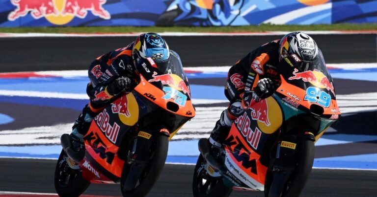 Valentín Perrone se la jugó en la última vuelta, pero un error lo dejó sin podio en el Moto3 en San Marino