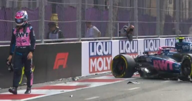 F1 GP de Azerbaiyán: Franco Colapinto no pudo evitar el golpe contra el muro tras el despiste de Gasly y largará 16° en Bakú