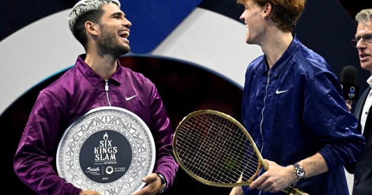 Jannik Sinner se llevó ante Carlos Alcaraz la final de los 6 millones de dólares en el Six Kings Slam
