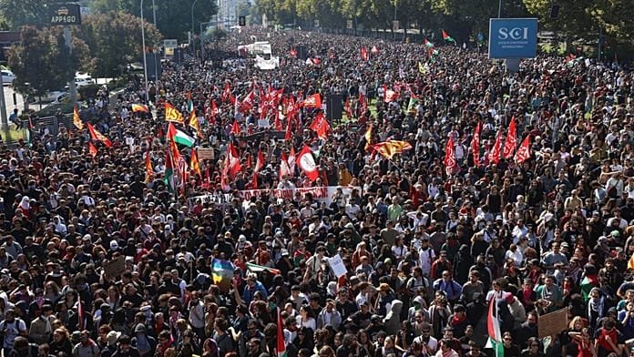 Italia, paralizada por una huelga nacional en solidaridad con la Flotilla de ayuda a Gaza interceptada
