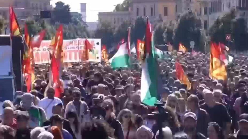 Protestas masivas en Italia contra la guerra en Gaza y la política de Meloni