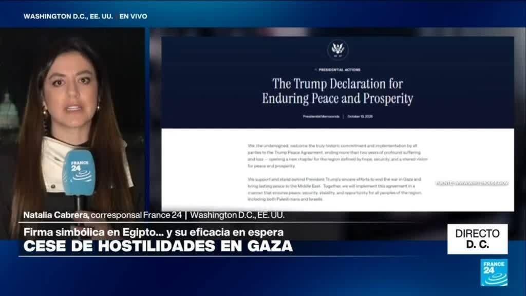 Directo D. C. y la simbólica firma del memorando del "plan de paz" de Trump para Gaza