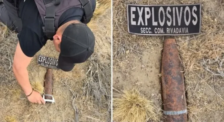 Un vecino de Palazzo que corría con su perro en el campo, encontró el explosivo de guerra