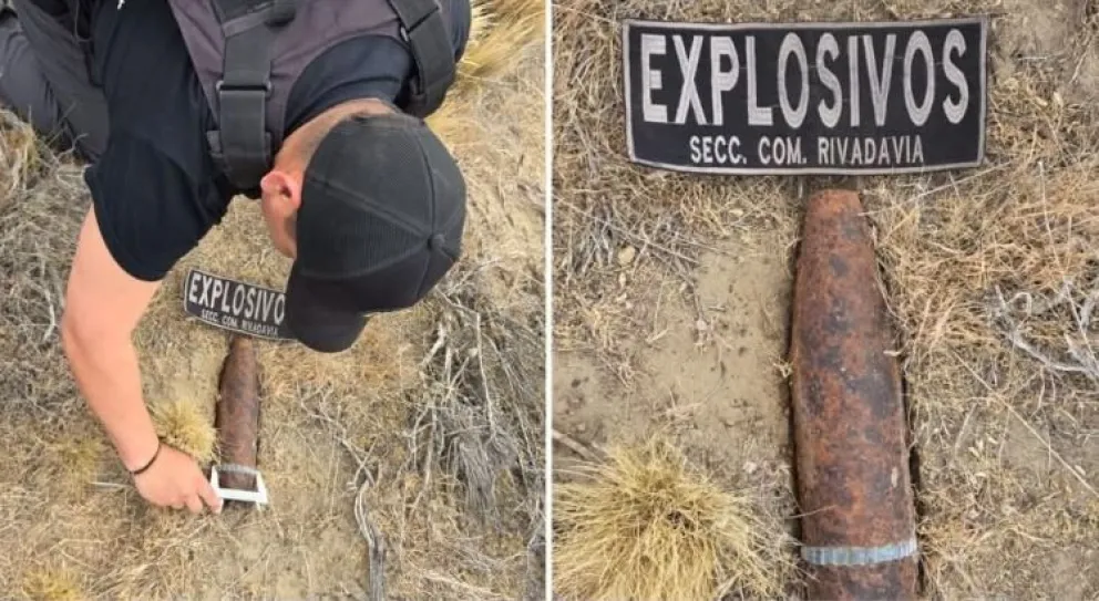 Un vecino de Palazzo que corría con su perro en el campo, encontró el explosivo de guerra