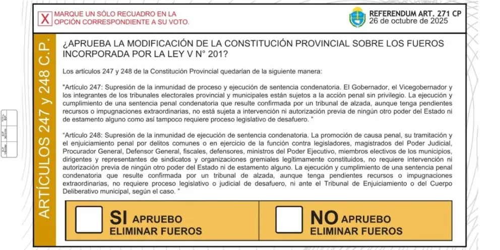 Chubut este domingo deberá pronunciarse sobre la reforma constitucional que elimina los fueros