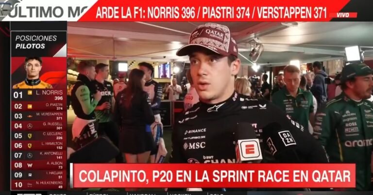 Franco Colapinto mostró toda su frustración con el Alpine tras quedar último en la sprint de Qatar: "El auto no va"