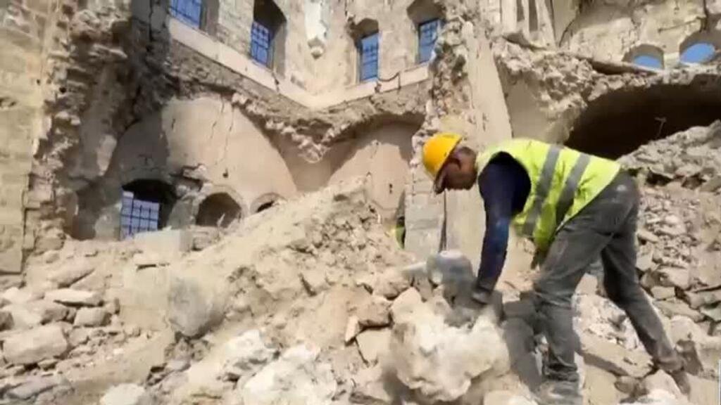 Reconstrucción en Gaza: palestinos buscan restaurar un histórico palacio devastado por la guerra