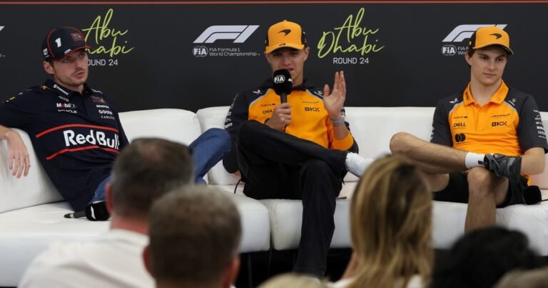 Verstappen, Norris y Piastri, juntos en la previa del GP de Abu Dhabi, y la pregunta más incómoda: ¿los McLaren se dejarán pasar para ganar el título de Fórmula 1?