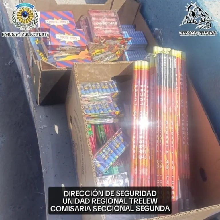 Secuestran pirotecnia ilegal en una feria del barrio San Martín de Trelew
