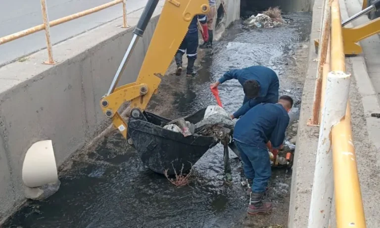Continúan las tareas de limpieza y mantenimiento en el canal de Avenida Roca