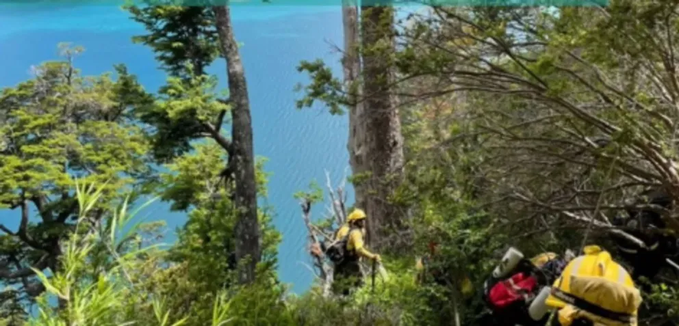 Brigadistas y apoyo aéreo combaten el fuego en zona intangible de Los Alerces