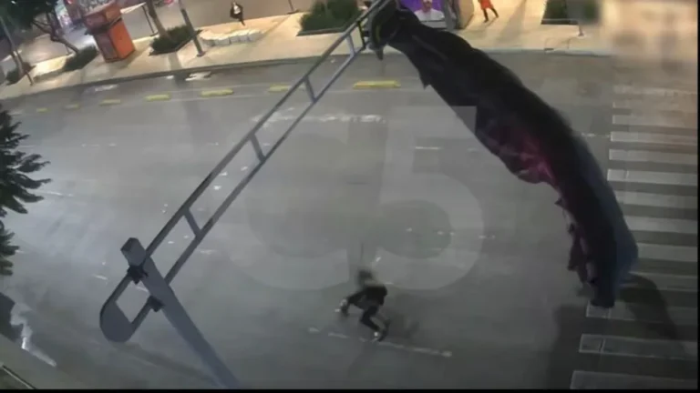 Un paracaidista cayó en plena avenida y quedó enganchado en un semáforo