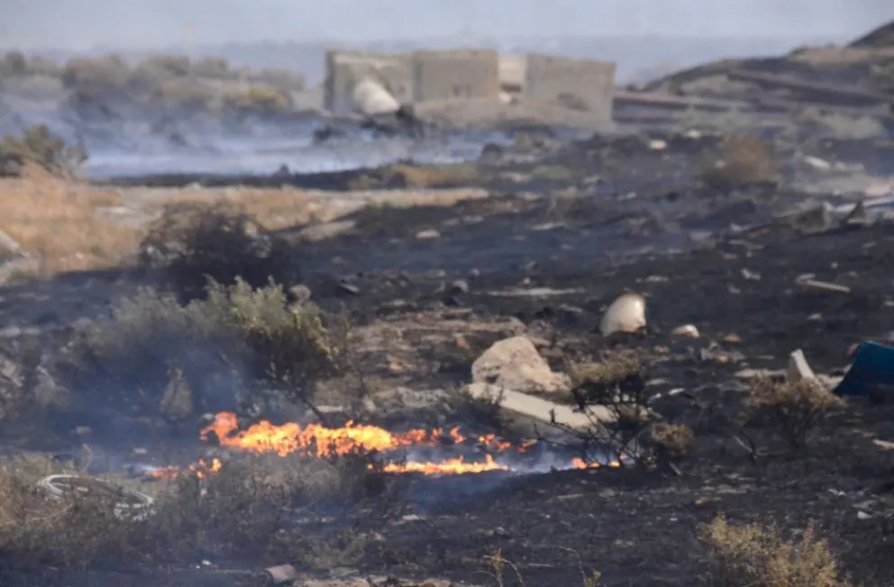 Importante incendio de pastizales en el viejo basural del Industrial