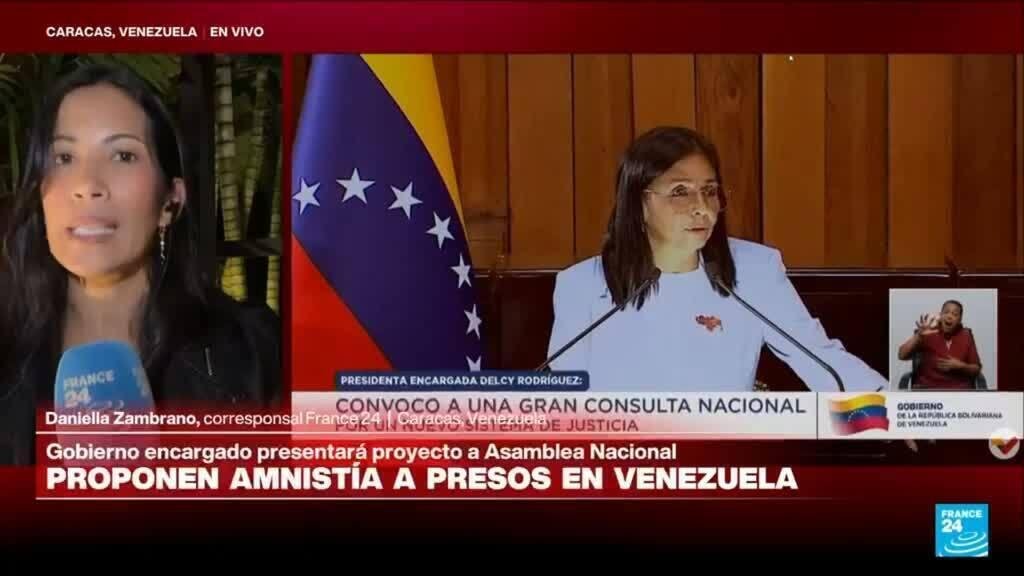 Presidenta encargada de Venezuela propone amnistía a presos