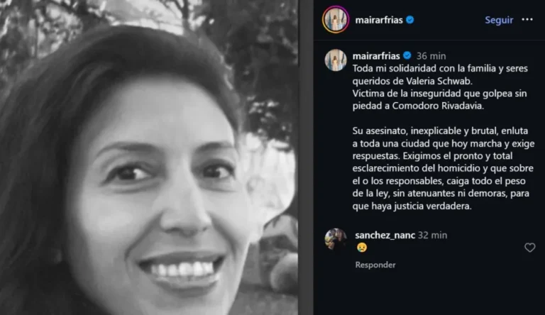 Maira Frias se solidarizó con la familia de Valeria Schwab: "víctima de la inseguridad que golpea sin piedad"