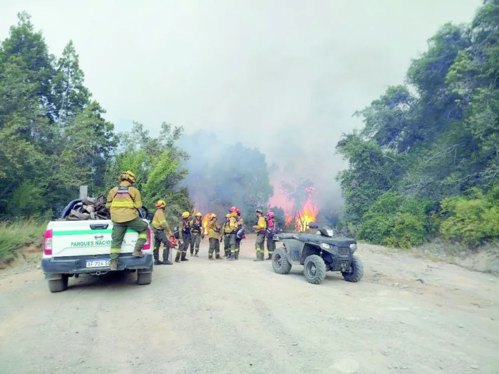 Utilizan drones para monitorear el despliegue del personal de Parques Nacionales en el incendio de Los Alerces