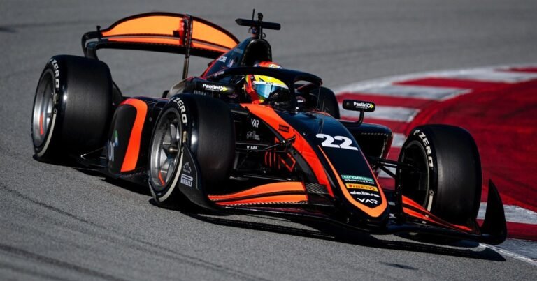 Nicolás Varrone voló en las primeras pruebas de la Fórmula 2 en Barcelona: en qué puesto terminó el piloto argentino de Van Amersfoort Racing