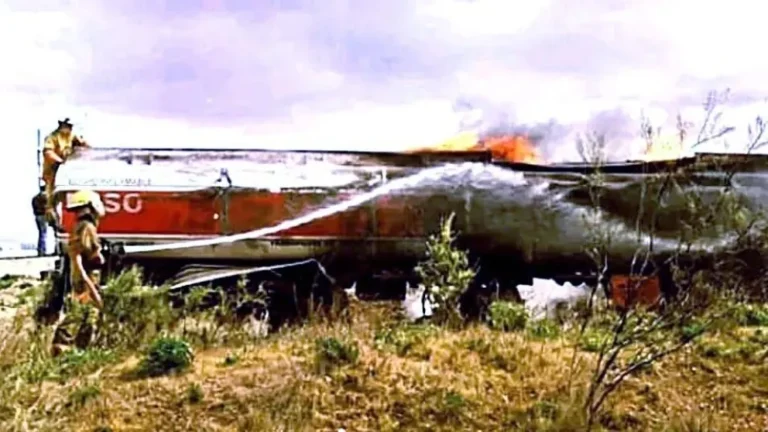 Un camión cisterna volcó e incendió en la Ruta 3 en Trelew