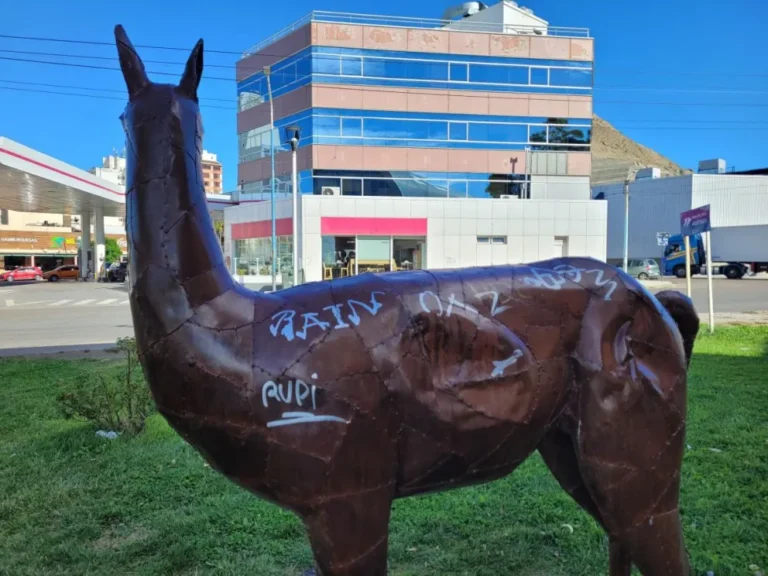 Repudio tras la vandalización de la escultura del guanaco ubicada frente al CIP