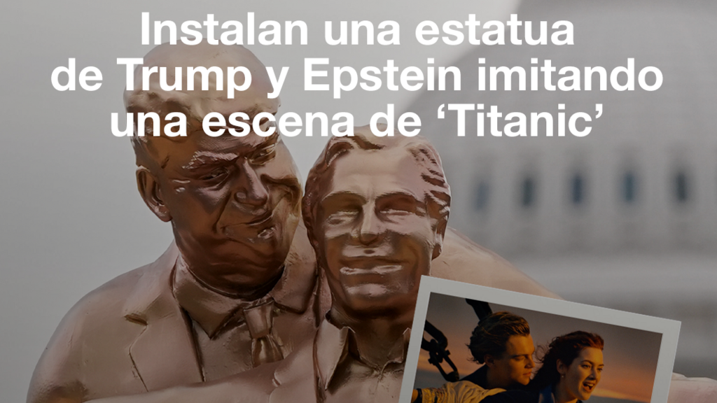 Estados Unidos: instalan una estatua de Trump y Epstein imitando una escena de 'Titanic'