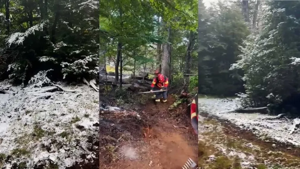 Nevadas en Cholila favorecen el control de los incendios forestales