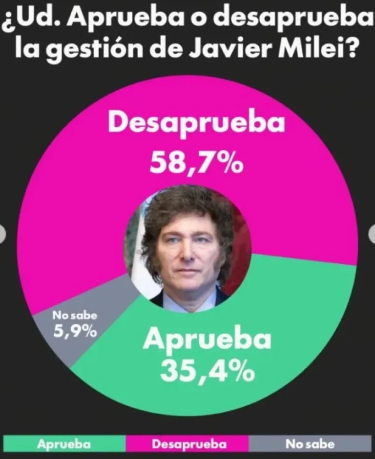 Una consultora dice que baja la aprobación a la gestión de Javier Milei