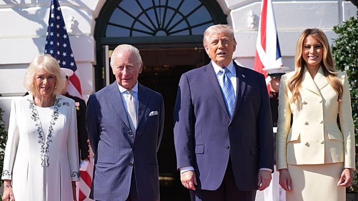 El rey Carlos III, recibido en la Casa Blanca por Donald Trump en el inicio de su visita de Estado
