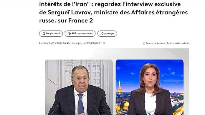 Rusia manipula la traducción de una entrevista de Lavrov en 'France 2'