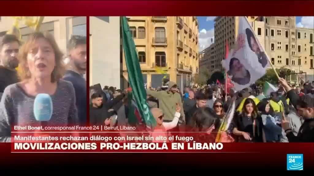 Informe desde Beirut: protesta pro Hezbolá rechaza diálogos con Israel sin cese el fuego
