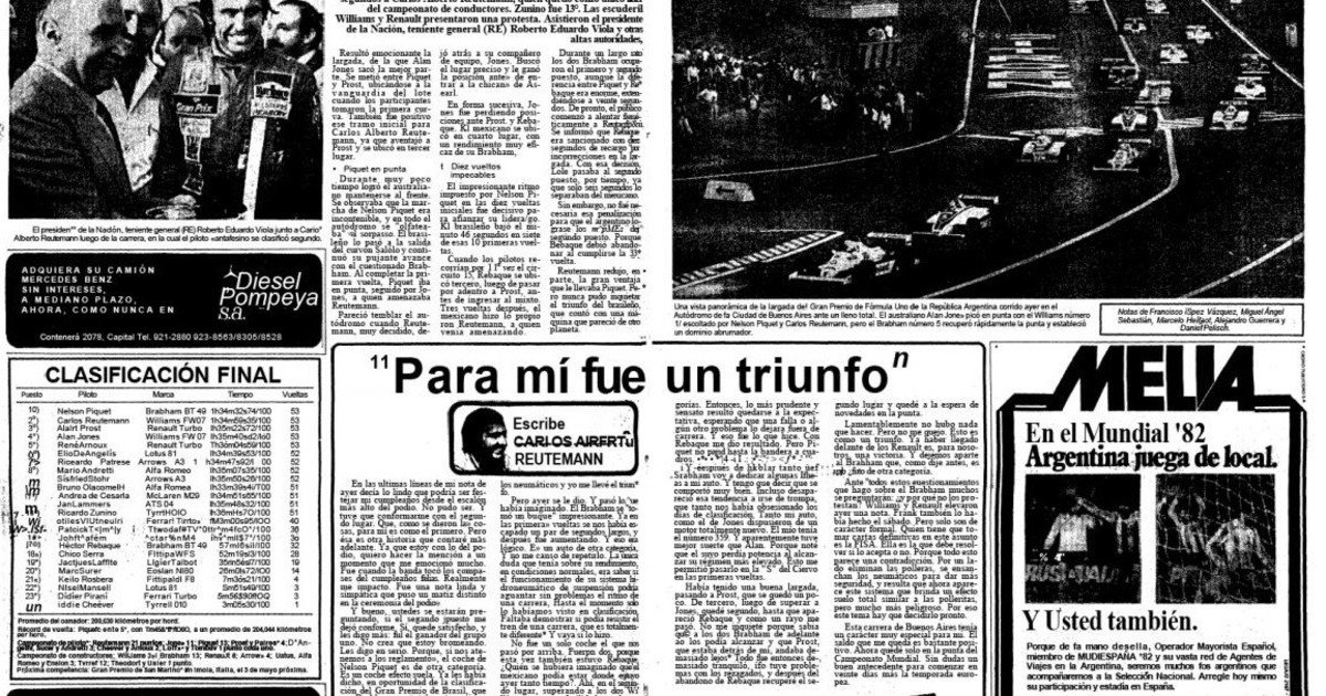 A 45 años del día en que Reutemann se convirtió en ídolo: un regalo inesperado, su última carrera en Buenos Aires y la cima de la Fórmula 1
