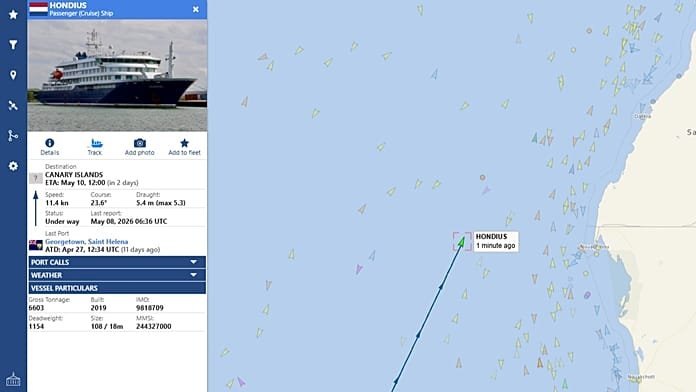 ¿Dónde está el MV Hondius? Posición en directo del barco del hantavirus