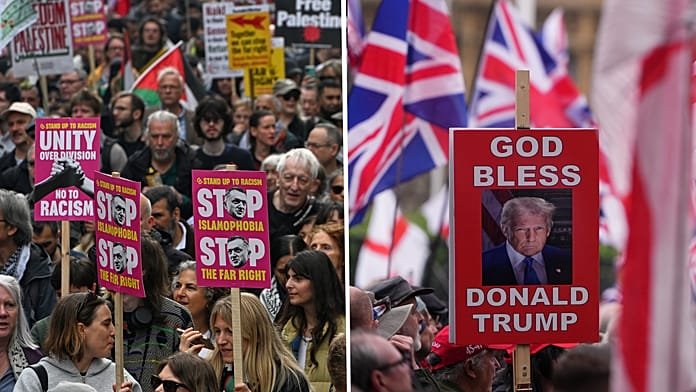 Londres en tensión mientras seguidores de Tommy Robinson y manifestantes propalestinos protestan