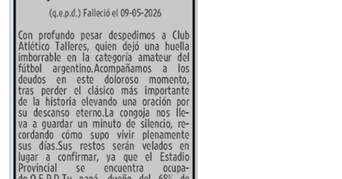 Belgrano se burló de Talleres con un aviso fúnebre tras ganar el clásico y desató una polémica en las redes sociales