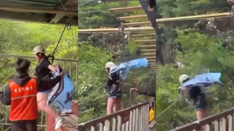 Tragedia en China: una turista murió al fallar la seguridad en una hamaca extrema