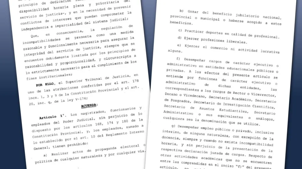 Empleados y magistrados judiciales de Chubut no podrán ejercer el comercio ni profesiones liberales