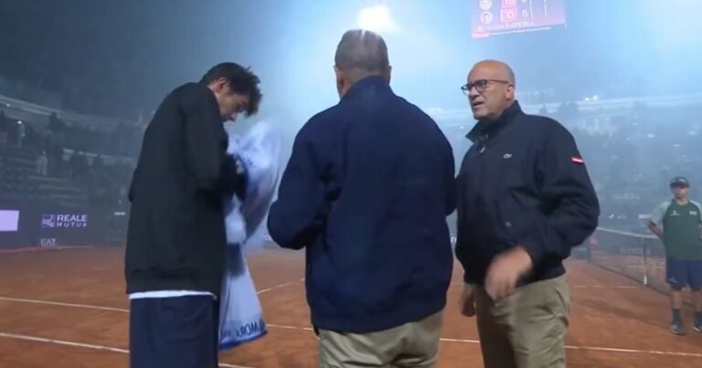 "Smoke delay": los fuegos artificiales del Inter campeón de la Copa Italia obligaron a frenar un partido del Masters 1000 de Roma