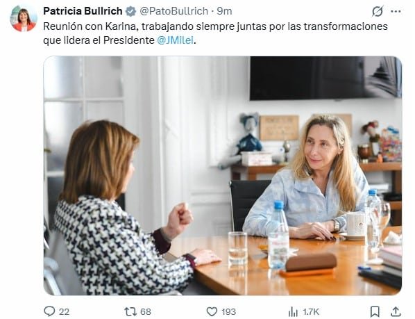 En medio de la interna, Patricia Bullrich se reunió con Karina Milei